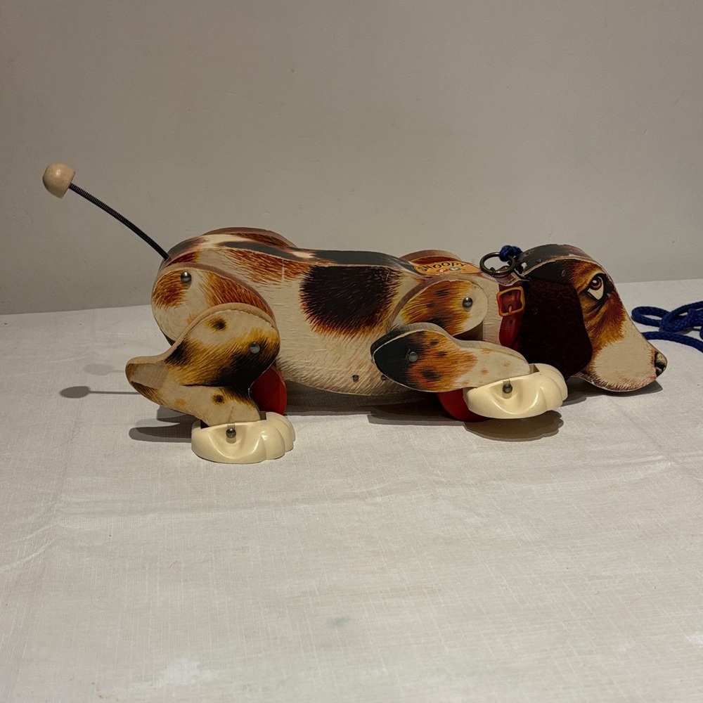 Vintage Fisher Price 1961 Snoopy Wooden Pull Toy